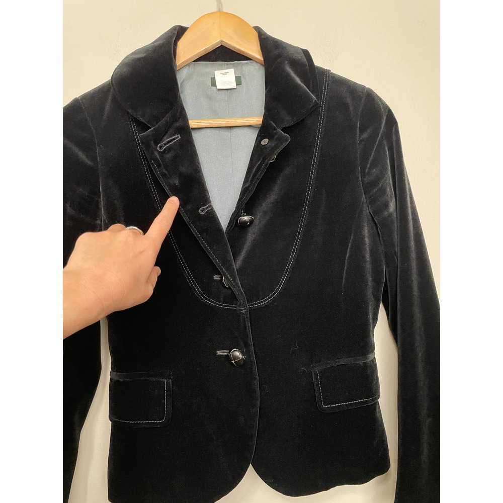 J. Crew Beautiful Velvet Vintage Style Blazer Single Breast Black 2P - Picture 9 of 10